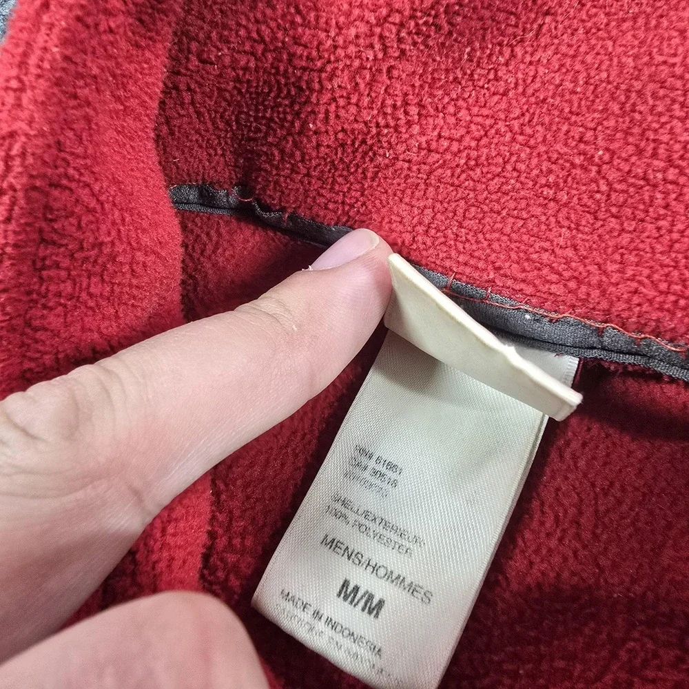 Vintage The‎ North Face Jacket Mens Medium Red Black Fleece Full Zip Hiking
